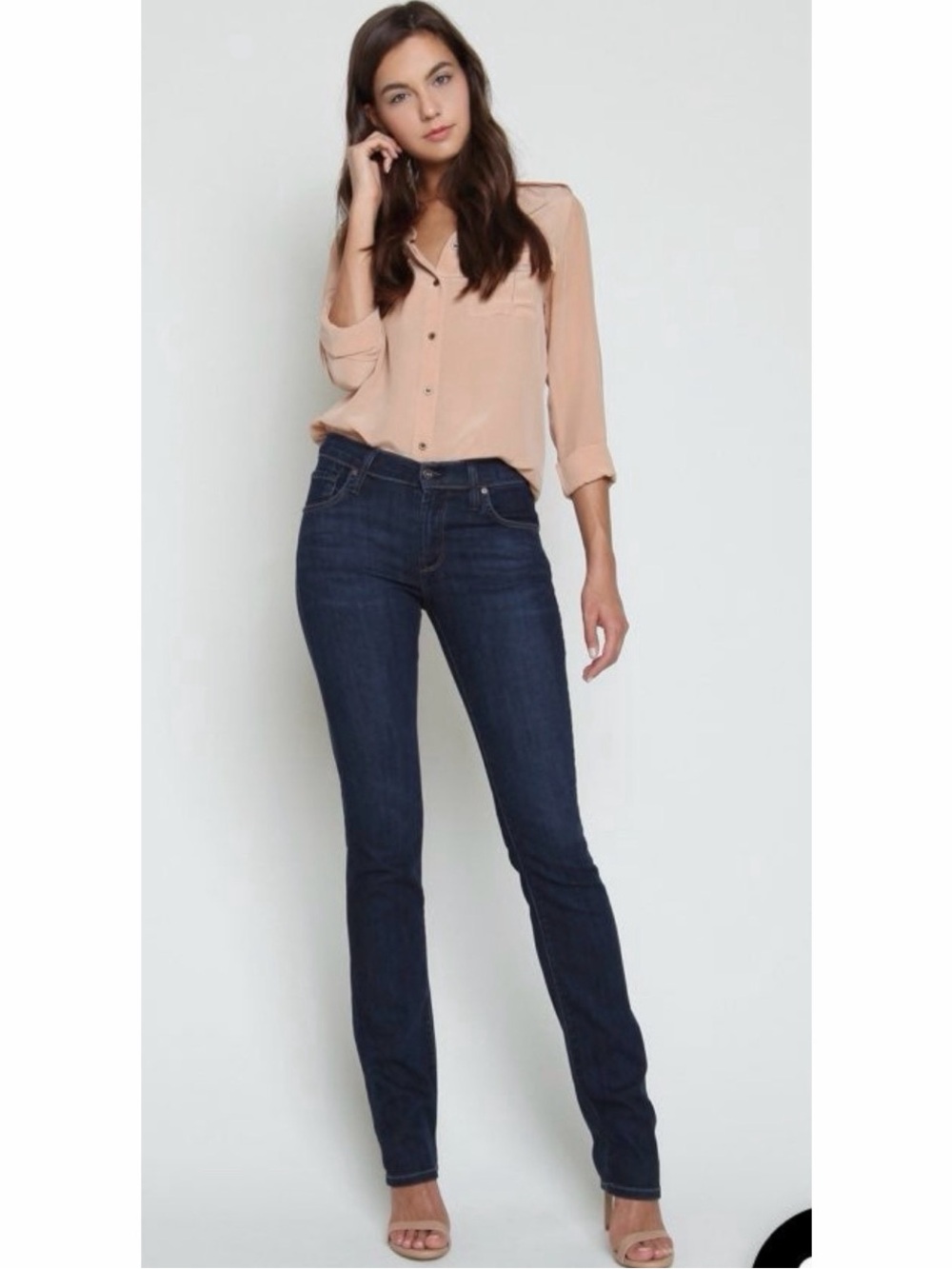 JAMES JEANS Sz 27 “Hunter Poison” Dry Aged Denim Blue Women's Straight Leg Jeans